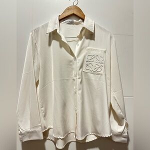 Loewe Women's White Button-Down Shirt